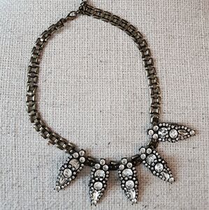 Elegant Silver and Black Rhinestone Women's Necklace